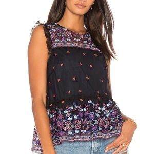 Devlin Marcy Floral Embroidered Top Sz S